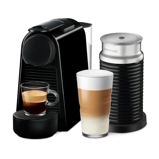 [11766] CAFETERA NESPRESSO ESSENZA MINI BLACK -PIRAMIDAL + AEROCCINO